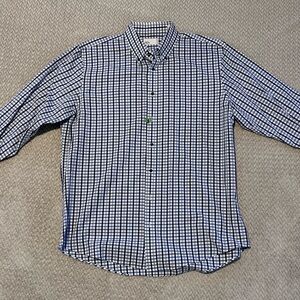 Nordstrom Rack Men's Blue Checkered Shirt 100% Cotton 16 1/2, 34-35